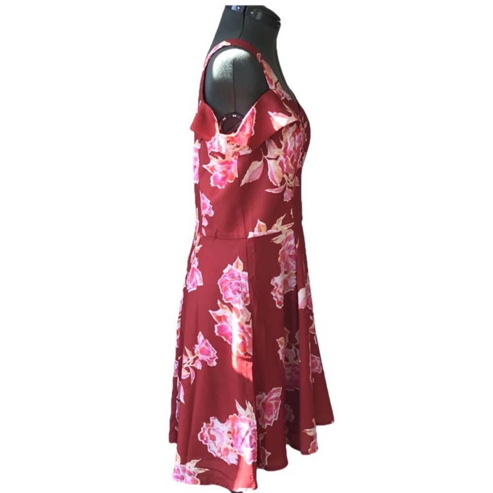 Greylin Floral Cold Shoulder Fit & Flare Dress - Picture 3 of 4